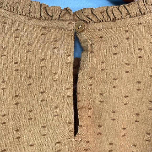 OLD NAVY Long Sleeve Pintucked ClipDot Mini Swing Dress Sisal Brown Lace Tier XS - Picture 7 of 12